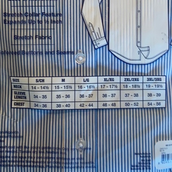 NWT George Long Sleeve Dress Blue Stripe Shirt 2XL - Picture 5 of 7
